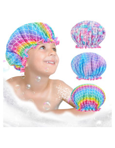 Gorro de Ducha OlyPegic para Niños 3 Pcs Impermeable Sirena