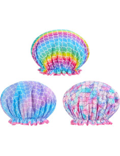 Gorro de Ducha OlyPegic para Niños 3 Pcs Impermeable Sirena 2