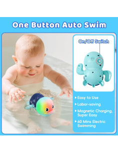 Juguete de Baño Tortuga Recargable Gigilli Azul - 12+ Meses 2