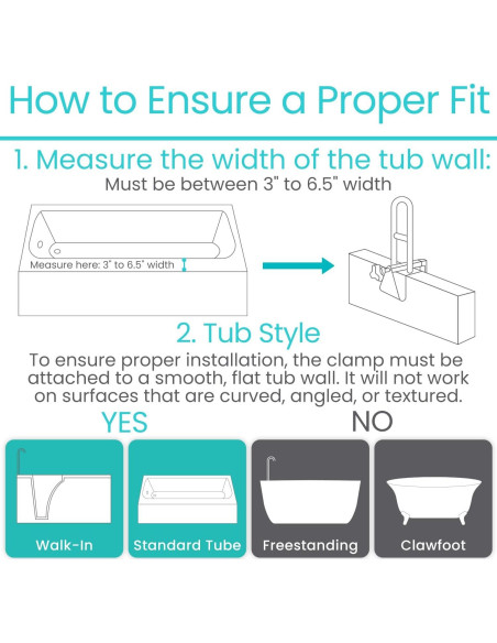 Barandilla de Bañera Vive - Soporte de Seguridad Ajustable 136kg