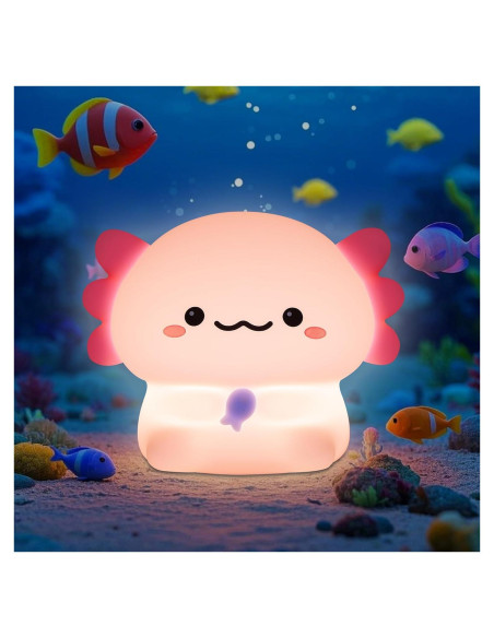Luz Nocturna Axolote YuanDian Silicona 17cm Control Táctil Luz Nocturna Axolote YuanDian Silicona 17cm Control Táctil