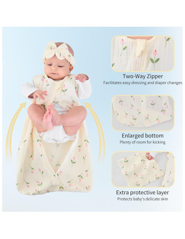 Conjunto Saco de Dormir Muselina 4 Piezas Synrroe 0-6 Meses