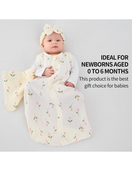 Conjunto Saco de Dormir Muselina 4 Piezas Synrroe 0-6 Meses