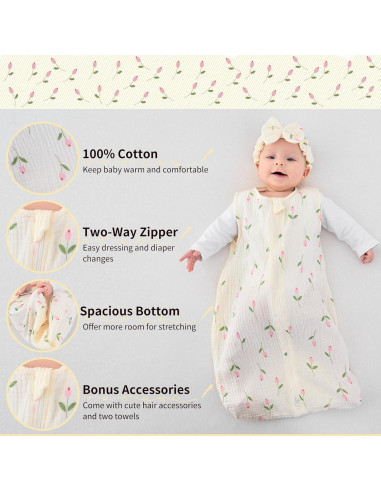 Conjunto Saco de Dormir Muselina 4 Piezas Synrroe 0-6 Meses