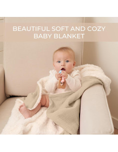 Manta de Algodón Muslín ZICOTOs Beige 89x70 cm Lavable 2