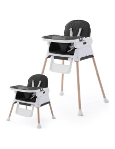 Silla Alta 3 en 1 Soobaby Negra Ajustable para Bebés y Niños