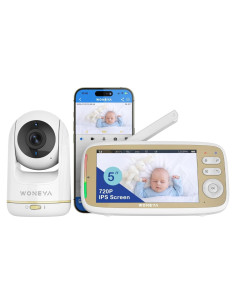 Monitor de Bebé Woneya VB803-Pro 2K HD, Alcance 600m, Batería 48h
