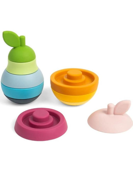Juguete de Apilamiento Bigjigs Manzana y Pera 10 Piezas Silicona Juguete de Apilamiento Bigjigs Manzana y Pera 10 Piezas Silicona