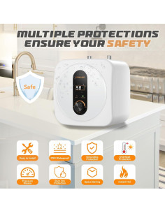 Calentador de Agua Instantáneo KENUOS 2.5 Galones 1500W LED 2