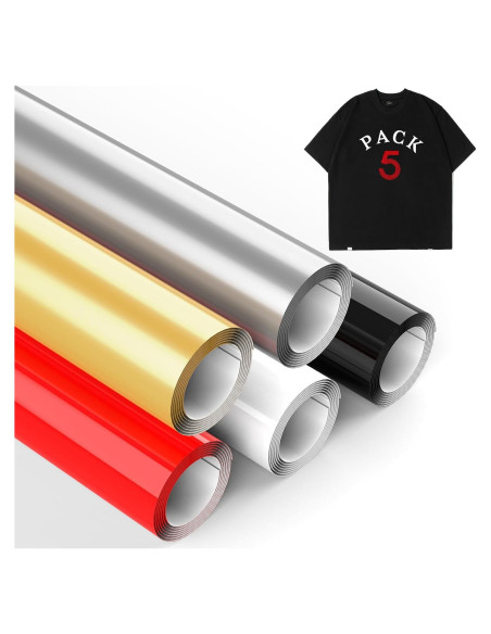 Vinilo Termoadhesivo HAWERSI 24.13x91.44cm 5 Colores para Cricut