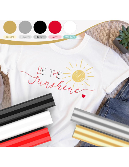 Vinilo Termoadhesivo HAWERSI 24.13x91.44cm 5 Colores para Cricut