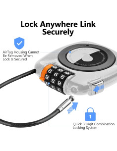Candado de combinación TUXON para AirTag - Blanco, 3 dígitos 2