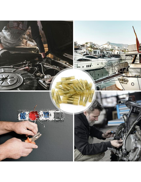 100 Conectores de Empalme Termocontraíbles Qizpcer 12-10 AWG