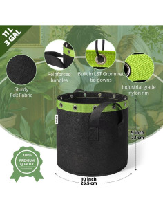 Bolsas de Cultivo POTLAB 3 Galones (Paquete de 5) Tela 2