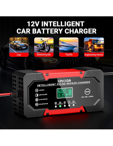 Cargador de Batería Automático 10A 12V YDBAO con Pantalla LCD