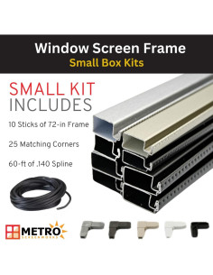 Kit de Marco de Pantalla para Ventana Pequeña Metro Screenworks - Negro, 1.11 cm x 1.90 cm 2
