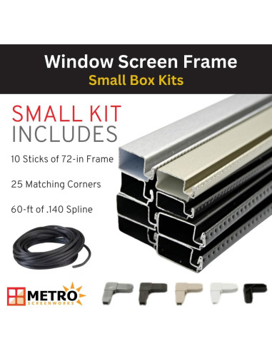 Kit de Marco de Pantalla para Ventana Pequeña Metro Screenworks - Negro, 1.11 cm x 1.90 cm