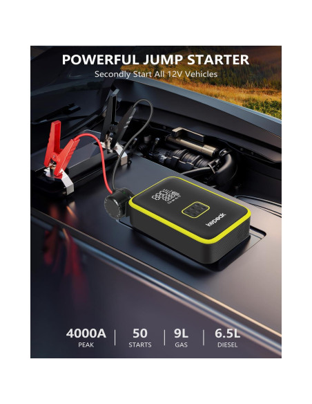 Arrancador de Coche KEPEAK SD02 con Compresor 4000A 12V Arrancador de Coche KEPEAK SD02 con Compresor 4000A 12V