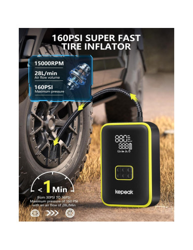 Arrancador de Coche KEPEAK SD02 con Compresor 4000A 12V