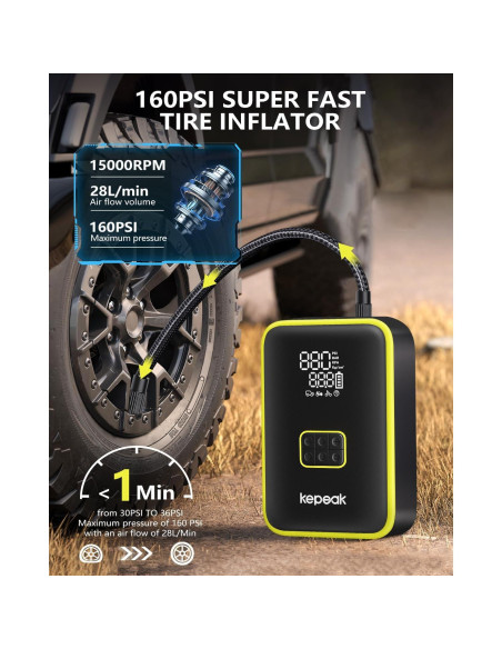 Arrancador de Coche KEPEAK SD02 con Compresor 4000A 12V Arrancador de Coche KEPEAK SD02 con Compresor 4000A 12V