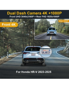 Cámara de Salpicadero Fitcamx 4K Delantera + 1080P Trasera para Honda HR-V 2023-2025 2