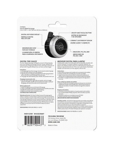 Medidor de Presión de Neumáticos Digital Slime 20187 0-120 psi
