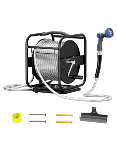 Carrete de Manguera de Jardín GLOSHOOTING 30.48m Metal 9 Patrones