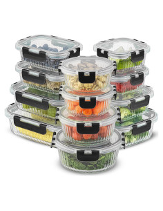 JoyJolt 24pc Contenedores de Almacenamiento de Vidrio 35oz