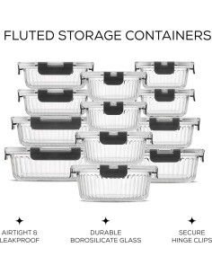 JoyJolt 24pc Contenedores de Almacenamiento de Vidrio 35oz 2