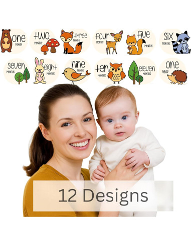 12 Tarjetas de Hitos Mensuales de Madera Bosque Colorido