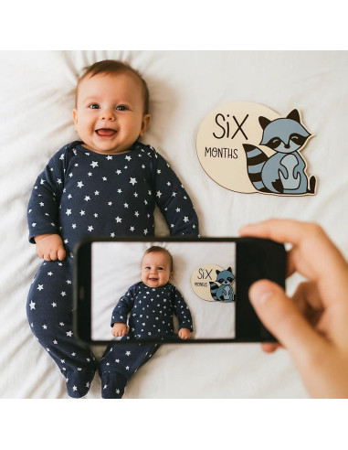 12 Tarjetas de Hitos Mensuales de Madera Bosque Colorido