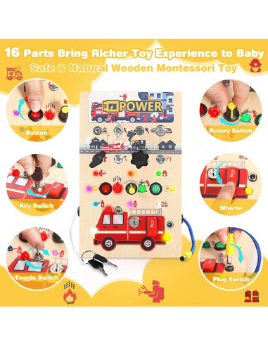 Tablero Ocupado Montessori 2 en 1 Quiet Flower Rojo