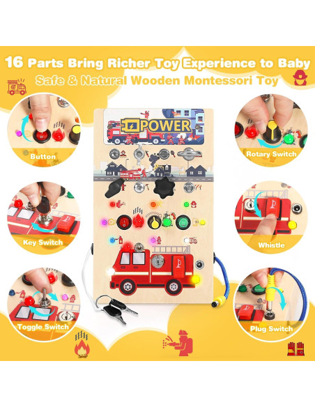 Tablero Ocupado Montessori 2 en 1 Quiet Flower Rojo