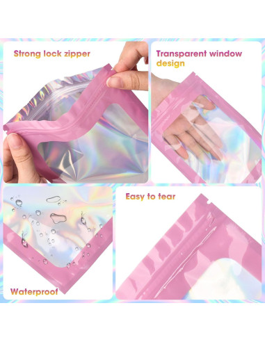 120 Bolsas Mylar Reutilizables Olores ODDIER 13.5x19.5cm Rosa