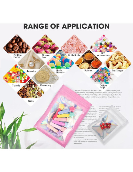 120 Bolsas Mylar Reutilizables Olores ODDIER 13.5x19.5cm Rosa