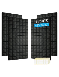 Paneles Acústicos de Espuma 4 Pcs 121.9x61cm Negro Aislantes