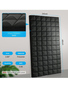 Paneles Acústicos de Espuma 4 Pcs 121.9x61cm Negro Aislantes 2