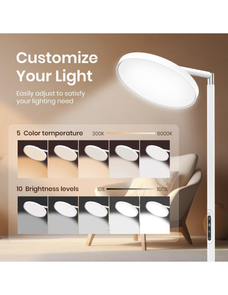 Lámpara de Pie TVTVW 11000 Lux 5 Temperaturas de Color