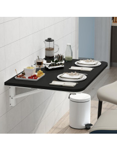 Escritorio Plegable Montado en la Pared Negro 60 cm x 39.6 cm 2