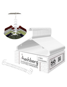 Ganchos de Plástico Heshberg con Extensores Colapsables - 50 Unidades