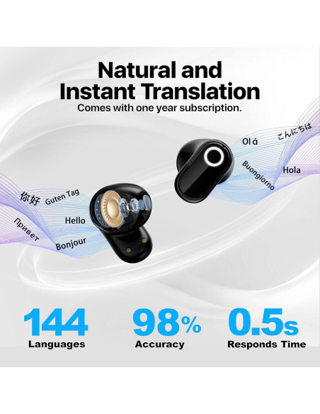 Auriculares Traductores AI Merryking TWS 144 Idiomas Negro