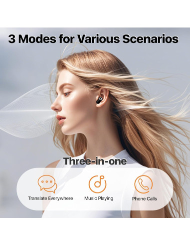 Auriculares Traductores AI Merryking TWS 144 Idiomas Negro