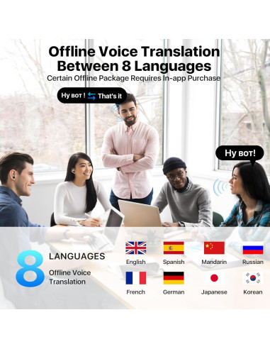 Auriculares Traductores AI Merryking TWS 144 Idiomas Negro