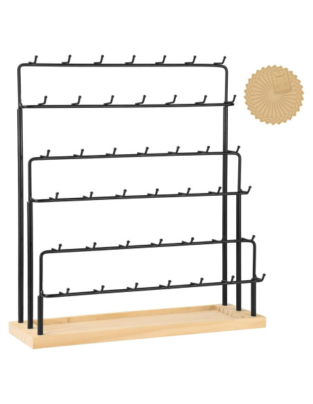 Soporte de Pendientes RNTBWD Negro 6 Niveles 42 Ganchos