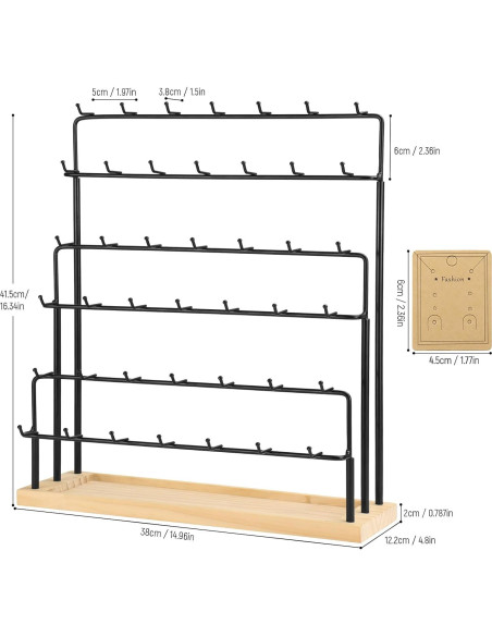 Soporte de Pendientes RNTBWD Negro 6 Niveles 42 Ganchos