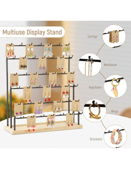 Soporte de Pendientes RNTBWD Negro 6 Niveles 42 Ganchos