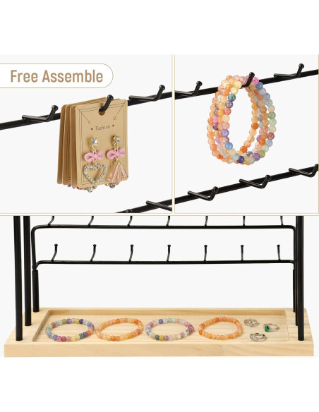 Soporte de Pendientes RNTBWD Negro 6 Niveles 42 Ganchos