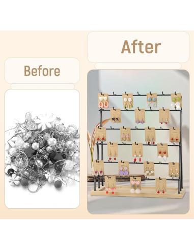 Soporte de Pendientes RNTBWD Negro 6 Niveles 42 Ganchos