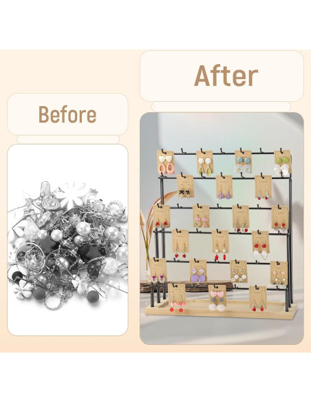 Soporte de Pendientes RNTBWD Negro 6 Niveles 42 Ganchos