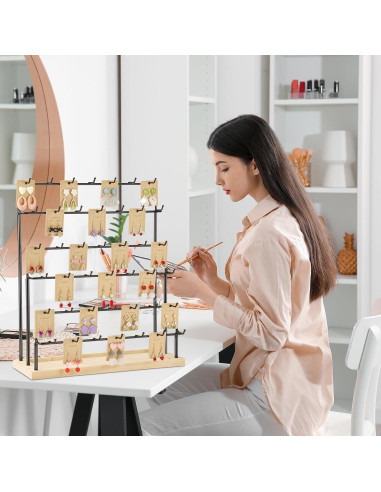 Soporte de Pendientes RNTBWD Negro 6 Niveles 42 Ganchos